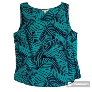 Croft&Barrow women's XL green geometric print sleeveless pullover top. 3099